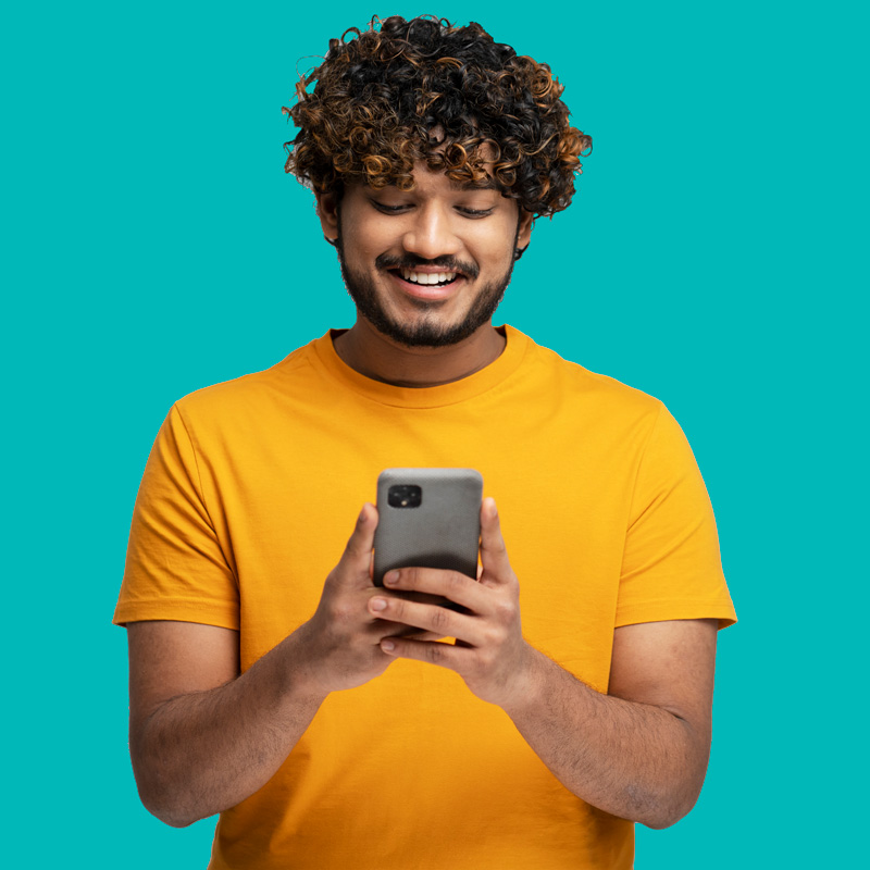 Man watching digital banking videos